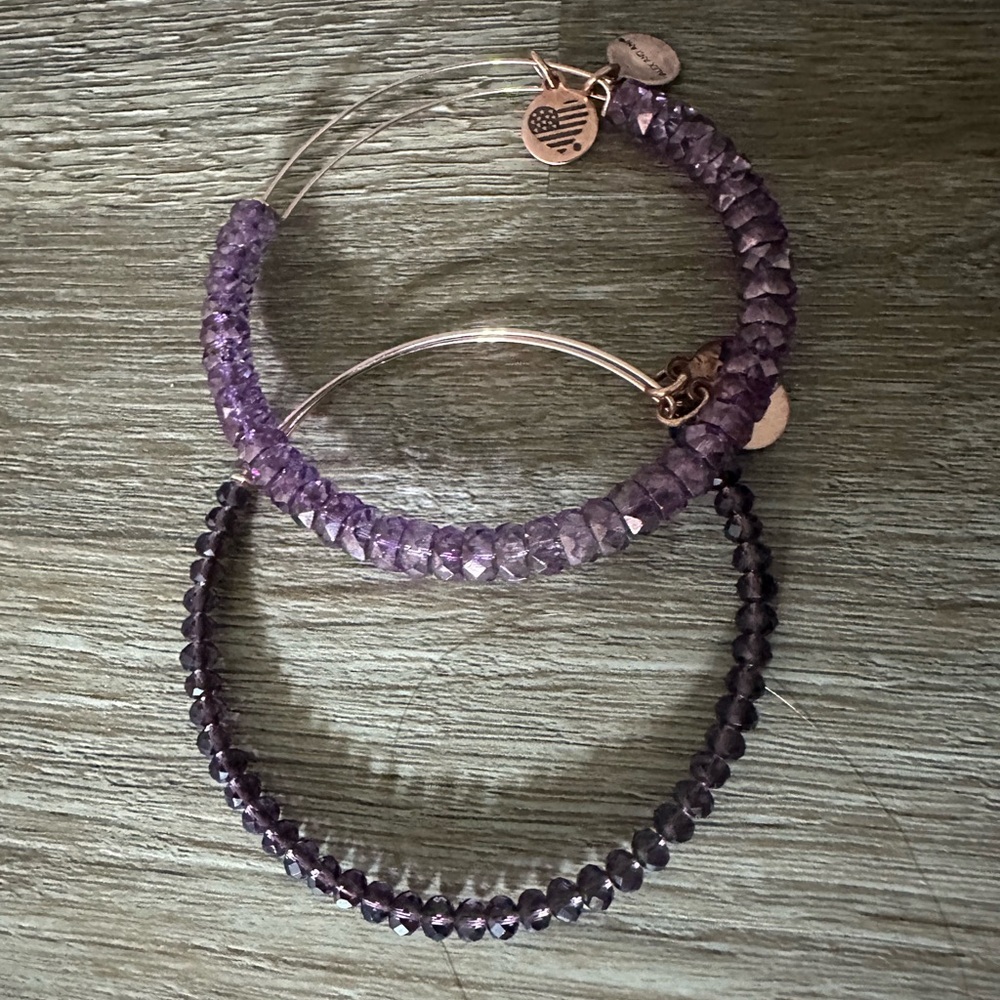 Alex and ani purple and rose gold set